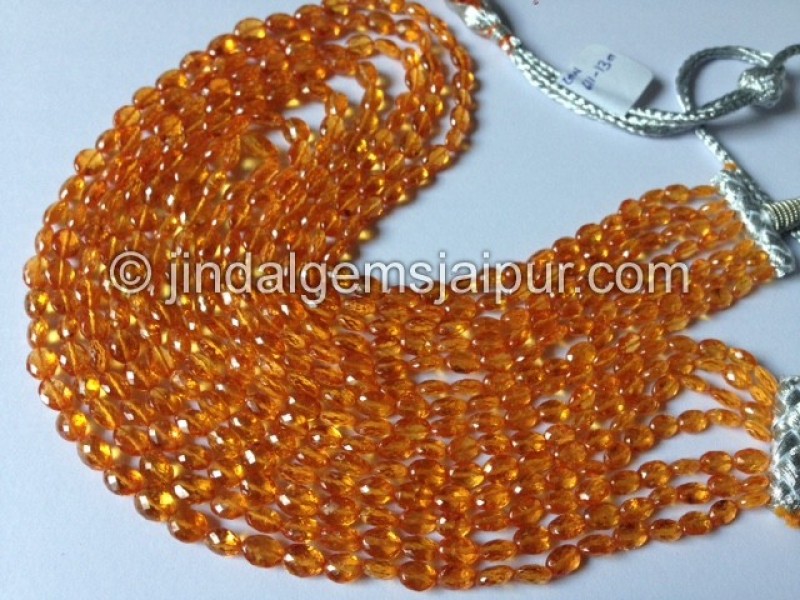 Mandarin Garnet Faceted Oval Shape Beads